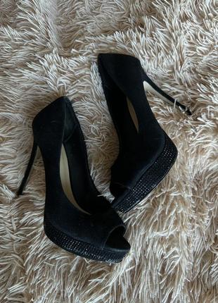 Туфли с открытым носком черные aldo2 фото