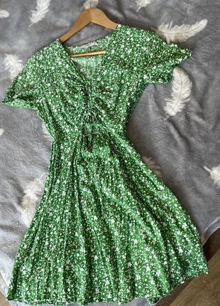 Платье зеленый, цветочный принт2 фото