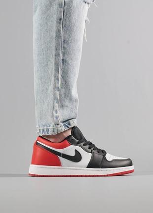 Чоловічі кросівки nike air jordan 1 low black white red,стильне чоловіче взуття,розпродаж
