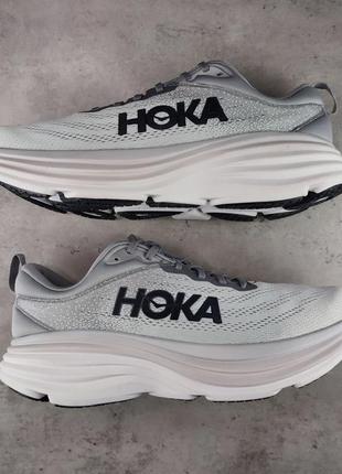 Original hoka one bondi 8 wide кроссовки беговые для бега беговые бежевые кроссовки6 фото
