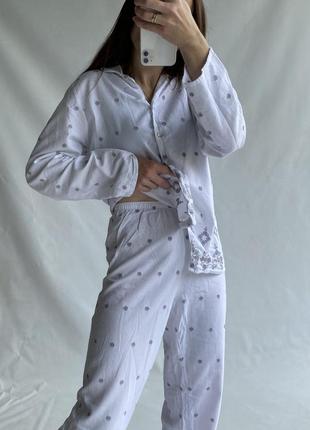 Хлопковая пижама/пижама с вышивкой3 фото