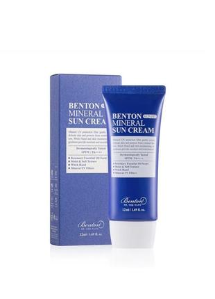 12 мл сонцезахисний крем на мінеральній основі benton skin fit mineral sun cream spf50/pa++++ 12 мл