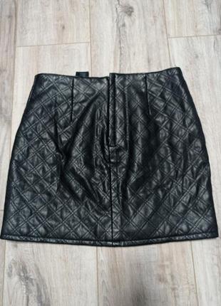 Чорна шкіряна юбка міні спідниня h&m2 фото