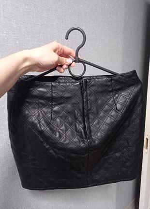 Чорна шкіряна юбка міні спідниня h&m6 фото