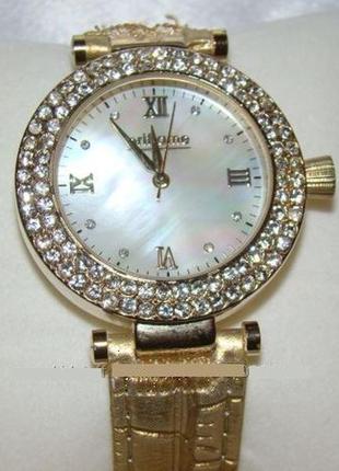 Годинник наручний з кристалами swarovski та перламутровим циферблатом
