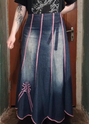 Джинсовая юбка макси3 фото