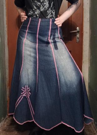 Джинсовая юбка макси4 фото