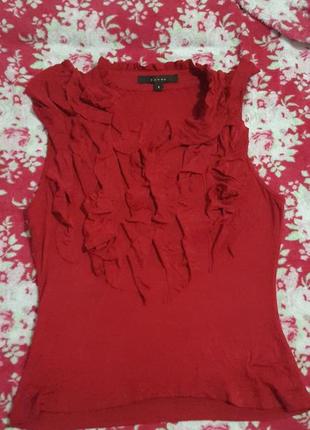 Червона блуза з рюшами1 фото
