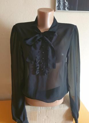 Прозрачная черная блуза1 фото