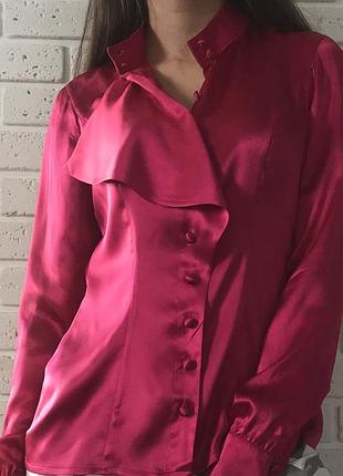 Яркая атласная рубашка/ блузка
