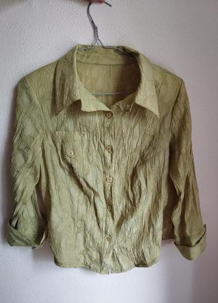 Блузка зеленая мятка стиль 90 с подплечниками