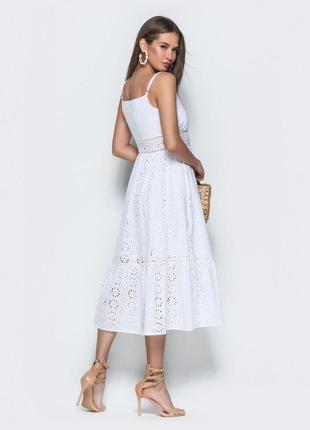 Белый сарафан из прошвы миди длины ⁇ 67489