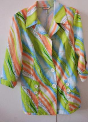 Легкий жатка невагомий тоненький  яркий жакетик пиджак без подклада