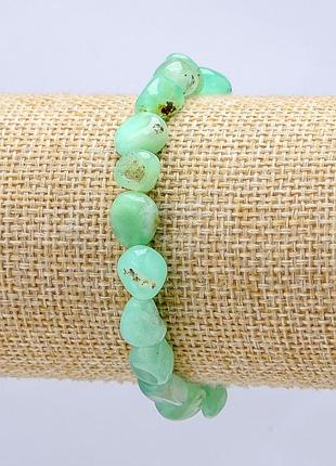 Браслет на резинке из натурального камня хризопраз галатка d-10х8мм+-