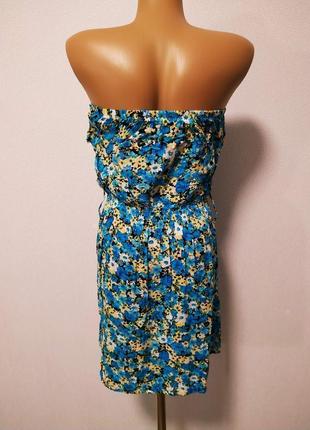 Платье бюстье сарафан желто-голубой s-m цветочное рюш #осіньдобра3 фото