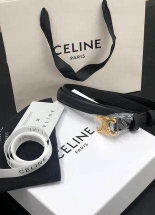 Чёрный кожаный ремень пояс селин celine 2 см2 фото