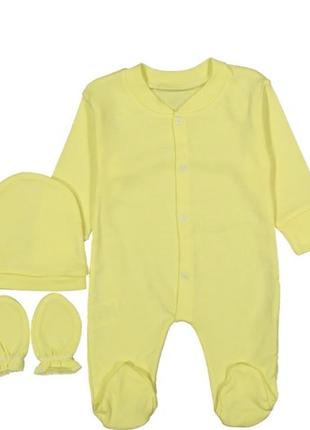 Человечек, шапочка, царапки от 0-9 мес, хлопок
