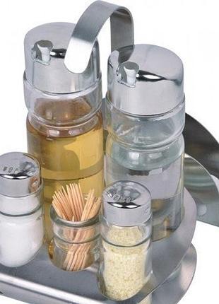 Набір для спецій empire (сіль/перець/оцет/масло/зубочистка/підставка для серветок) 6 предметів (9595 em)