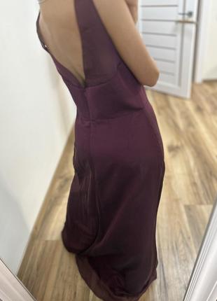 Вечернее платье бордо длинное8 фото