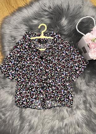 Стильна сорочка/неймовірна сорочка/трендова укорочена сорочка 7-8р primstk/стильная трендовая очень легкая рубашка primark 7-8л
