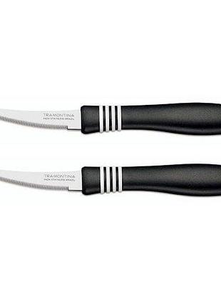 Нож для томатов tramontina cor&cor черный 2 штуки длина 7,6 см, поварской нож для томатов, ножи для томатов