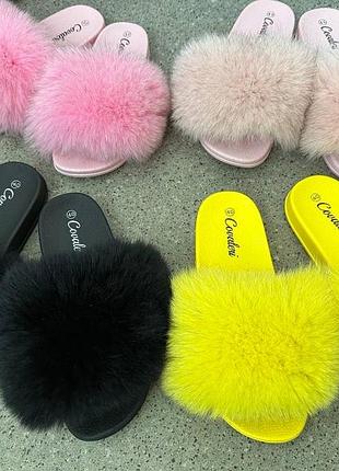 Премиум шлепки с мехом финского песца