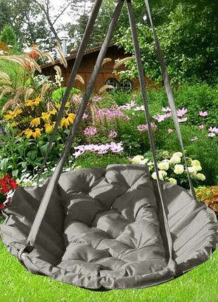 Подвесное кресло гамак для дома и сада 96 х 120 см до 150 кг серого цвета