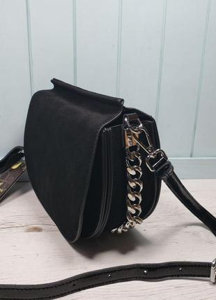 Женская замшевая сумка polina & eiterou жіноча замшева чорна5 фото