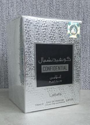 Lattafa perfumes confidential platinum 100 мл унисекс