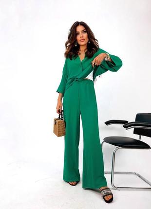 Женский деловой стильный классный классический удобный модный трендовый костюм модный брюки брюки брюки и + рубашка зеленый малина