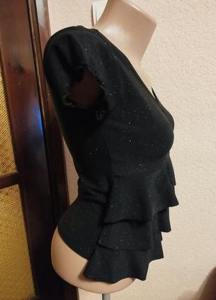 Нарядная черная блуза с блестками для девочки 12-13роков, Рост 152-158см от miss evie7 фото