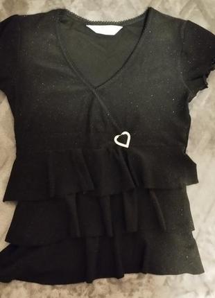 Нарядная черная блуза с блестками для девочки 12-13роков, Рост 152-158см от miss evie6 фото