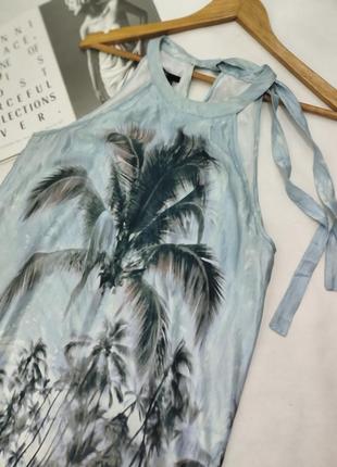 Шелковое платье голубое на завязках пальмы тропик5 фото