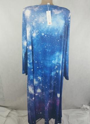 Платье космос длинное макси  с рукавами3 фото