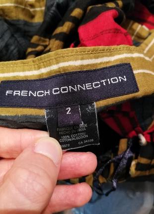 Мини юбка коттон в полоску с рюшами french connection хлопок6 фото