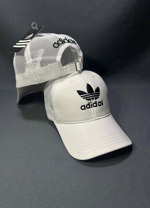 Кепка белая женская мужская в стиле adidas бейсболка адидас  сетка унисекс люкс качество