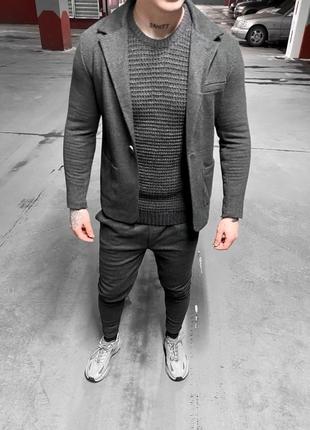 Костюм чоловічий классика сірий / классический костюм серый штаны + пиджак5 фото