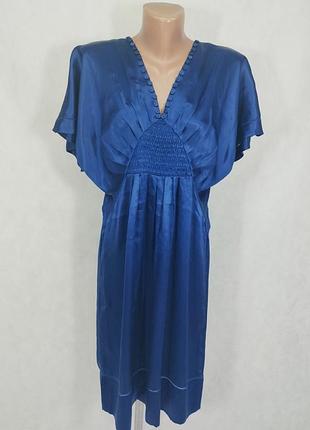 Шелковое платье синий електрик