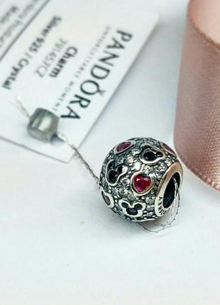 Оригинал pandora шарм disney mickey&hearts 791457cz серебро 925