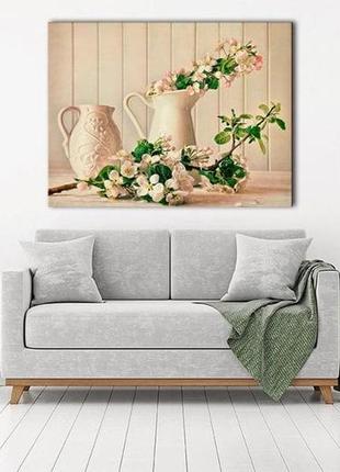 Картина на холсте на стену для интерьера/спальни/офиса dk веточка яблони (dkp4560-c551)2 фото