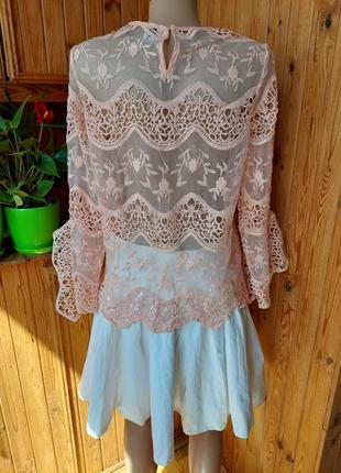 Блуза персиковая ажурная блузка р 10 (с- м)2 фото