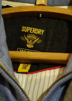 Теплая короткая серая шерстяная куртка со съемной манишкой superdry великобритания s3 фото