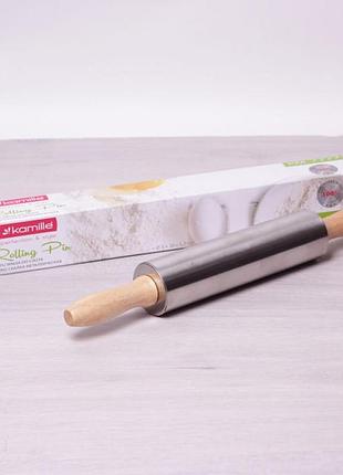 Скалка kamille  d5 см длина 38 см нержавейка (7777 k)