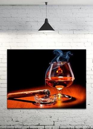 Картина на полотні на стіну для інтер`єру/спальні/прихожої dk коньяк та сигарета 45х60 см (dkp4560-d1017)