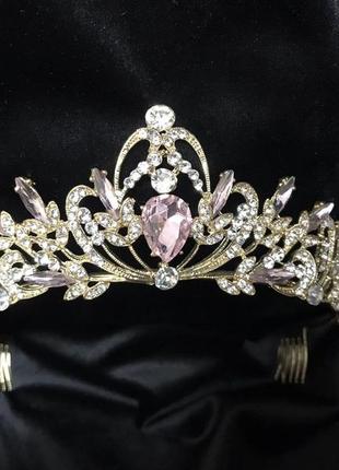 Обворожительная диадема с камнями swarovski, золото