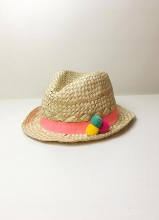Детская соломенная шляпа с помпонами gap2 фото