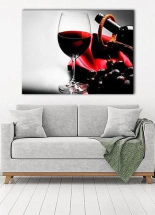 Картина на полотні на стіну для інтер`єру/спальні/прихожої dk келих вина (dkp4560-o703)2 фото