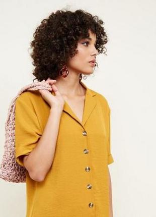 Стильна однотонна блуза в ретро стилі гірчичного кольору2 фото