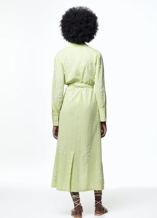 Zara льняное женское  платье-рубашка вишивка лимитированная серия4 фото