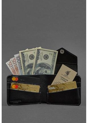 Шкіряні гаманці ручної роботи для дівчат, жіночий якісний гаманець на кнопці з монетницею чорний2 фото